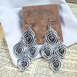Lucky Brand Vintage Style Silver Earrings Boho Chic Statement Jewelry
